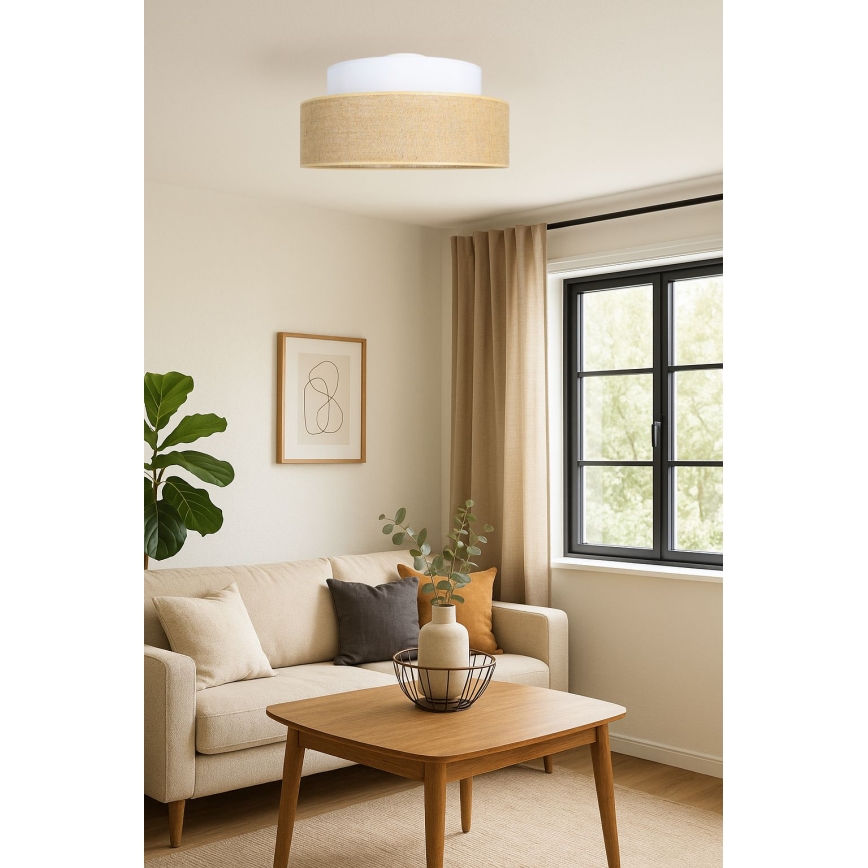 Plafón BOHO 1xE27/60W/230V blanco/beige