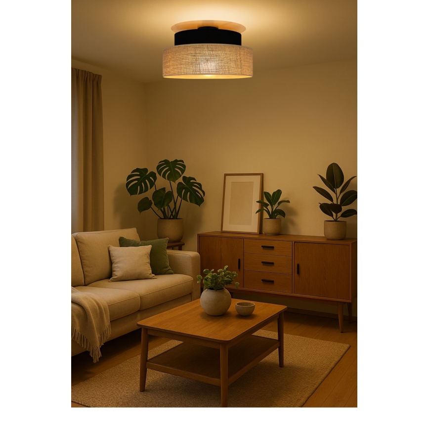 Plafón BOHO 1xE27/60W/230V negro/beige