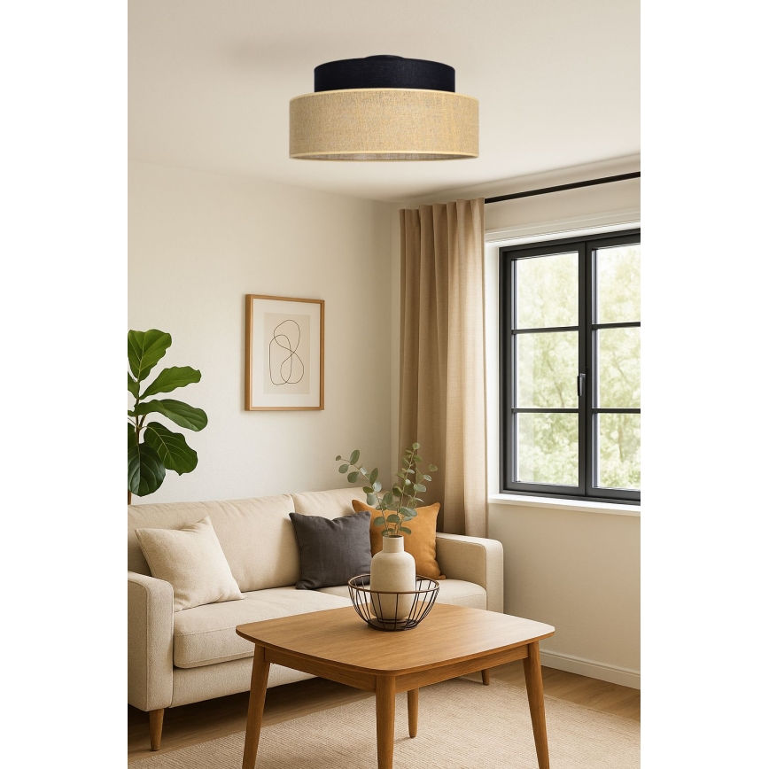 Plafón BOHO 1xE27/60W/230V negro/beige
