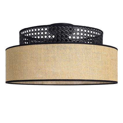 Plafón BOHO 1xE27/60W/230V negro/ratán