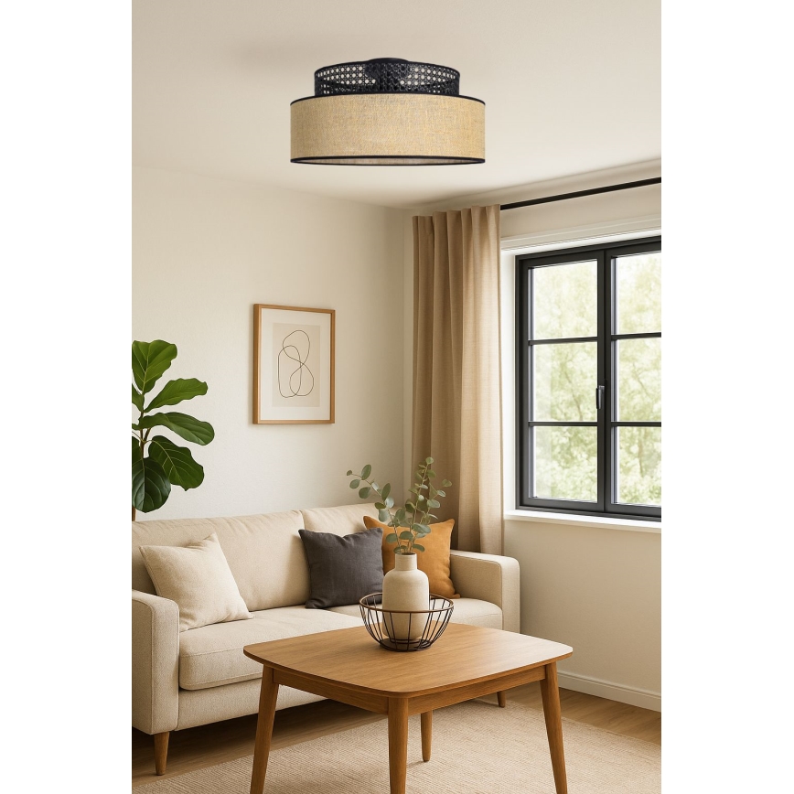 Plafón BOHO 1xE27/60W/230V negro/ratán