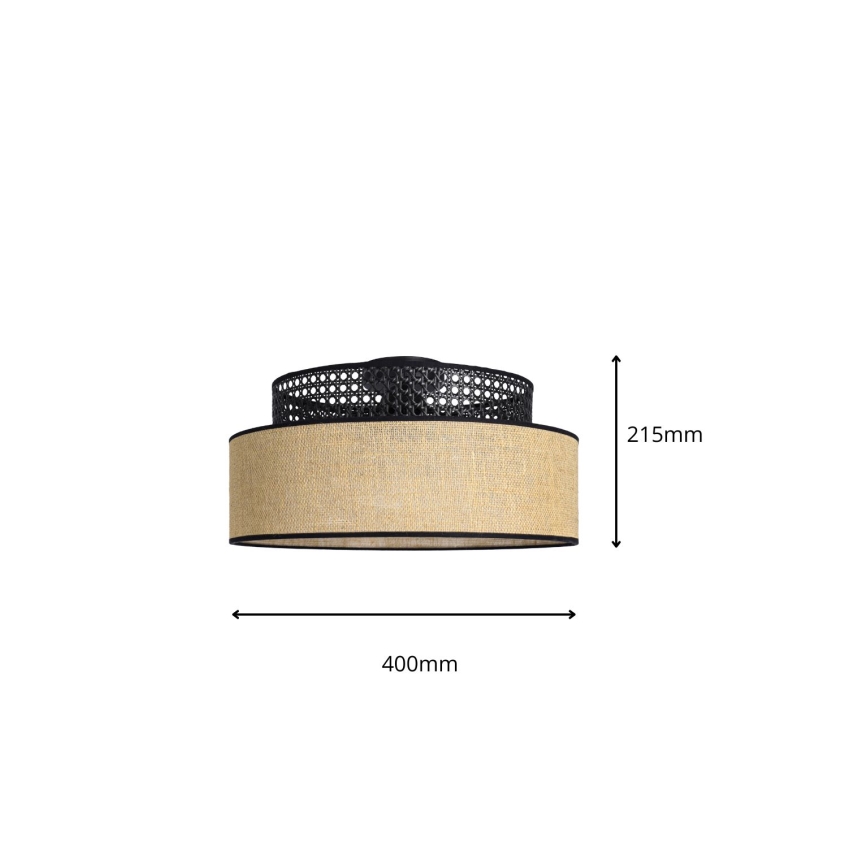 Plafón BOHO 1xE27/60W/230V negro/ratán