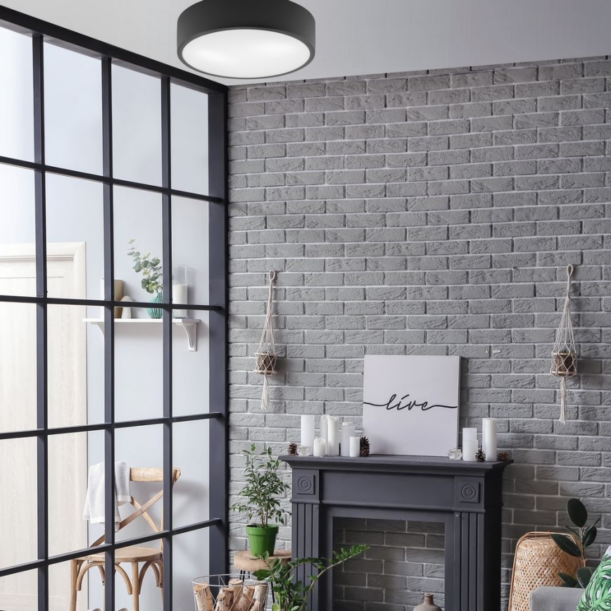 Plafón DANTE 2xE27/60W/230V diá. 36 cm negro