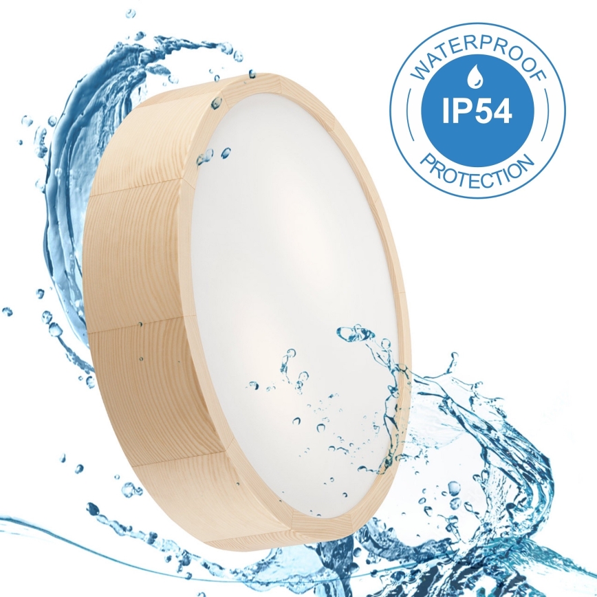 Plafón de baño NATURAL 3xE27/15W/230V IP54 pino ø 37 cm - FSC Certificado