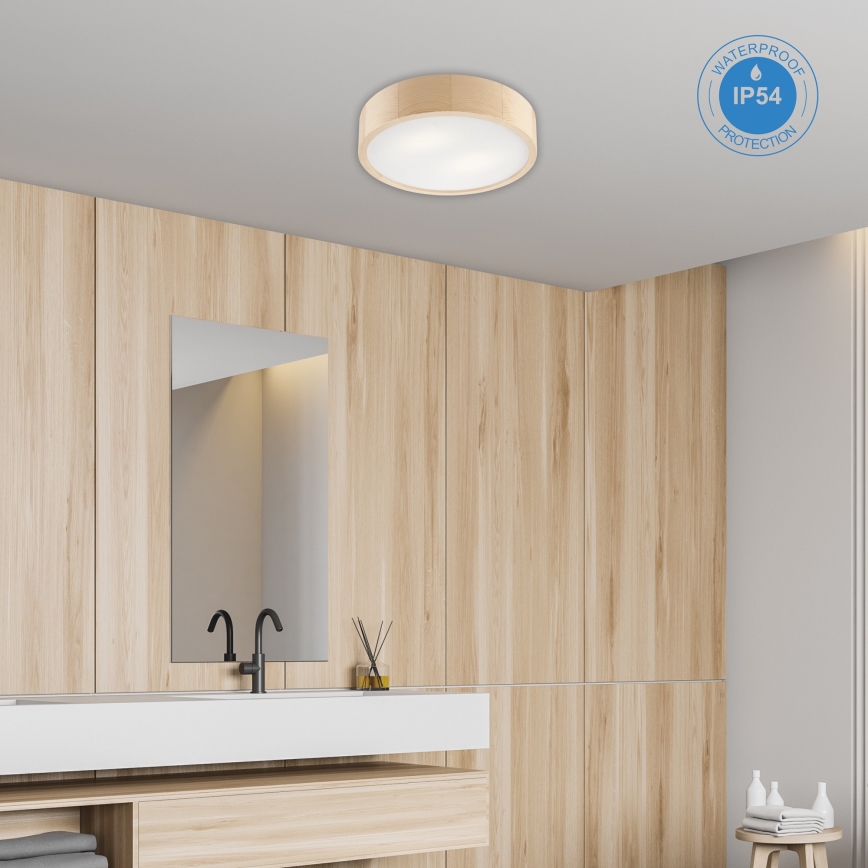 Plafón de baño NATURAL 3xE27/15W/230V IP54 pino ø 37 cm - FSC Certificado