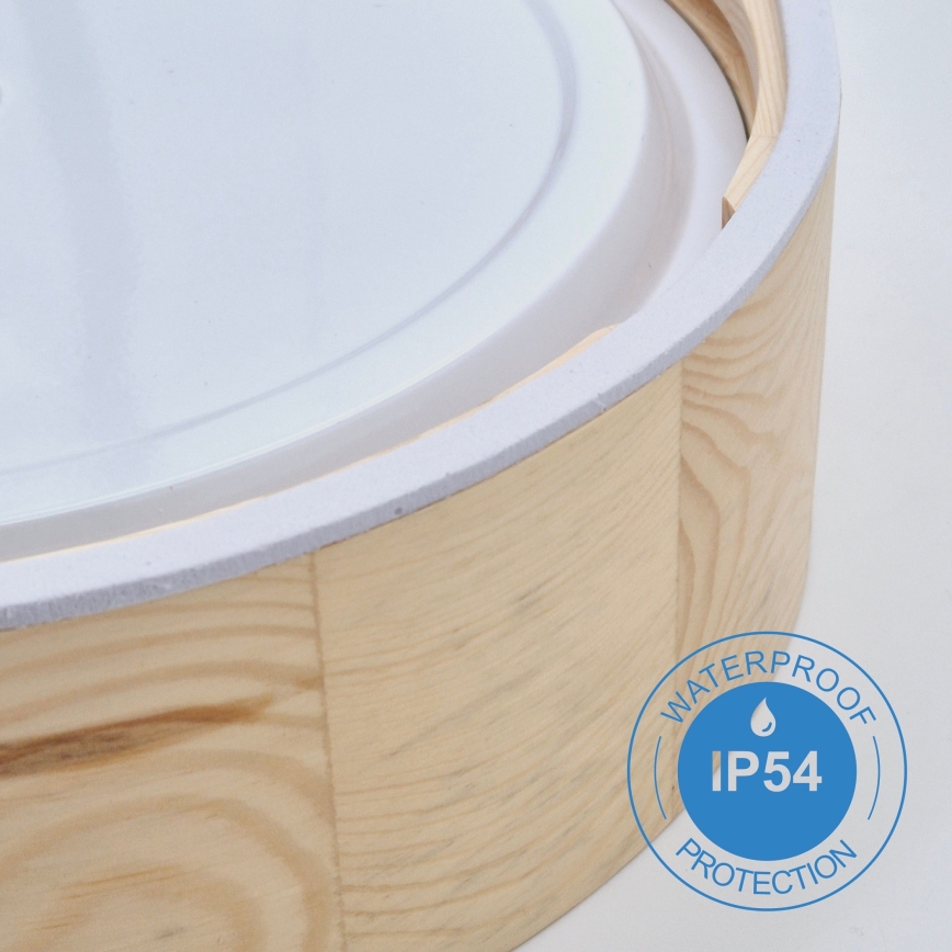 Plafón de baño NATURAL 3xE27/15W/230V IP54 pino ø 37 cm - FSC Certificado