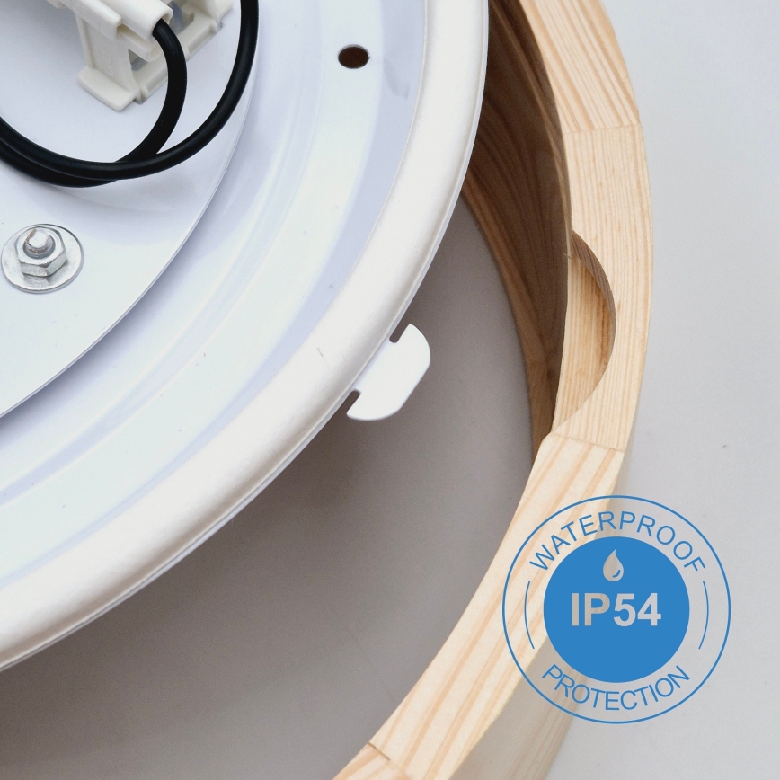 Plafón de baño NATURAL 3xE27/15W/230V IP54 pino ø 37 cm - FSC Certificado