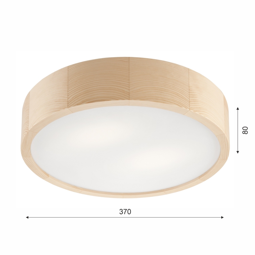 Plafón de baño NATURAL 3xE27/15W/230V IP54 pino ø 37 cm - FSC Certificado