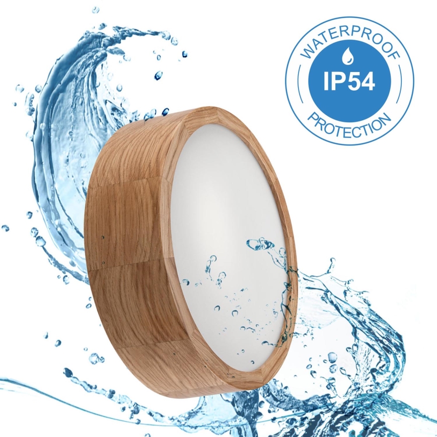 Plafón de baño OAK 2xE27/15W/230V IP54 roble ø 27 cm