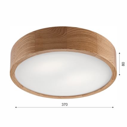 Plafón de baño OAK 3xE27/15W/230V roble ø 37 cm IP54 - FSC Certificado