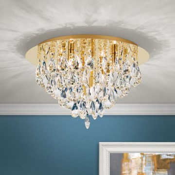 Plafón de cristal CELESTE 6xG9/40W/230V diá. 45 cm dorado