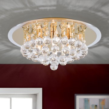 Plafón de cristal GLORIA 4xG9/40W/230V diá. 38 cm dorado