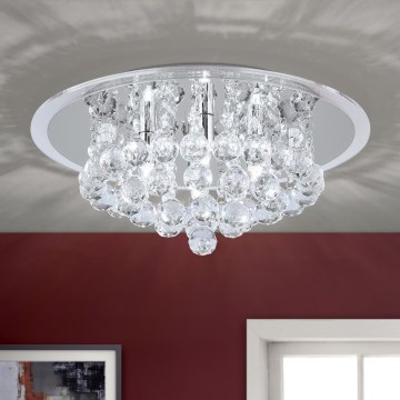 Plafón de cristal GLORIA 4xG9/40W/230V diá. 38 cm transparente/cromo brillante