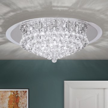 Plafón de cristal GLORIA 9xG9/40W/230V diá. 62 cm transparente/cromo brillante