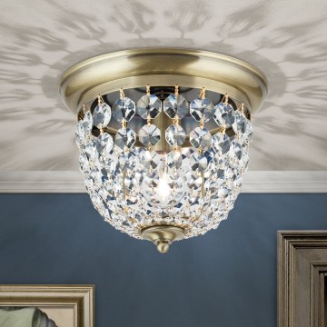 Plafón de cristal PLAFOND 1xE27/40W/230V diá. 26 cm bronce