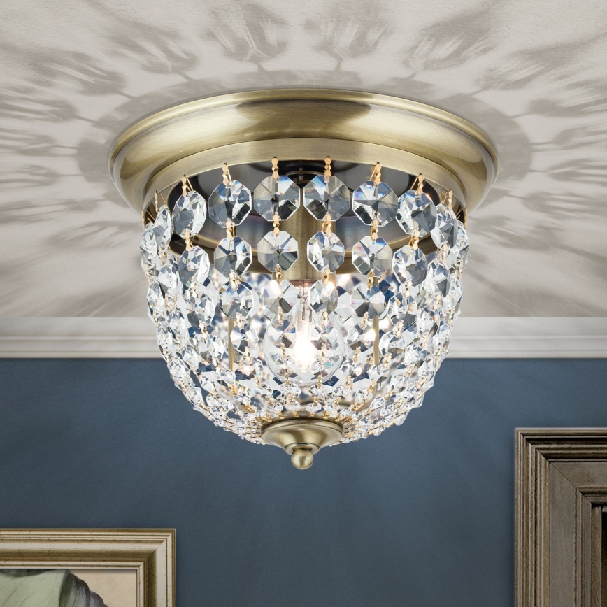 Plafón de cristal PLAFOND 1xE27/40W/230V diá. 26 cm bronce