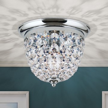 Plafón de cristal PLAFOND 1xE27/40W/230V diá. 26 cm cromo brillante