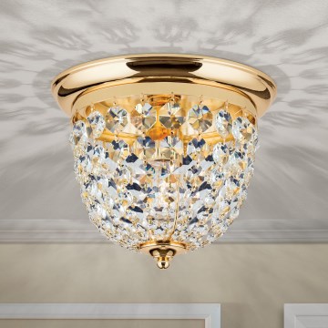 Plafón de cristal PLAFOND 1xE27/40W/230V diá. 26 cm dorado