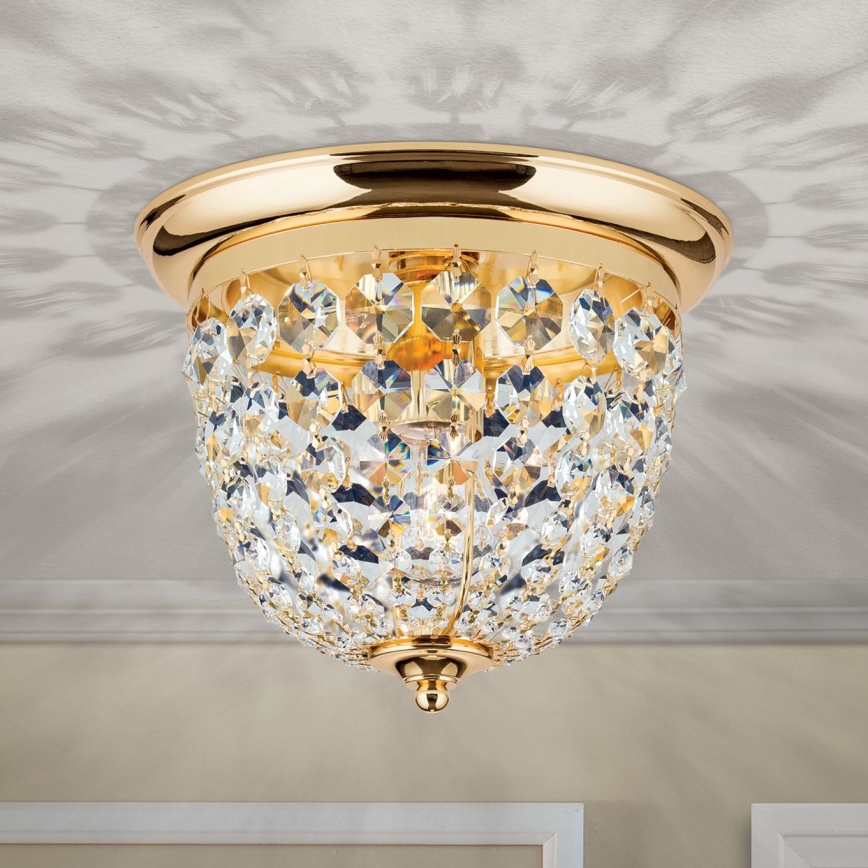 Plafón de cristal PLAFOND 1xE27/40W/230V diá. 26 cm dorado