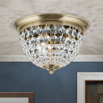 Plafón de cristal PLAFOND 3xE27/40W/230V diá. 35 cm bronce