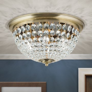 Plafón de cristal PLAFOND 6xE27/40W/230V diá. 47 cm bronce