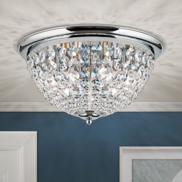 Plafón de cristal PLAFOND 6xE27/40W/230V diá. 47 cm cromo brillante