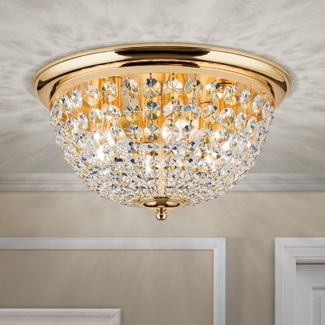 Plafón de cristal PLAFOND 6xE27/40W/230V diá. 47 cm dorado