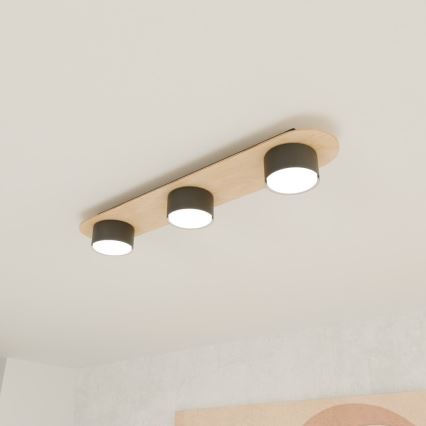 Plafón DIAZ 3xGX53/12W/230V negro/marrón