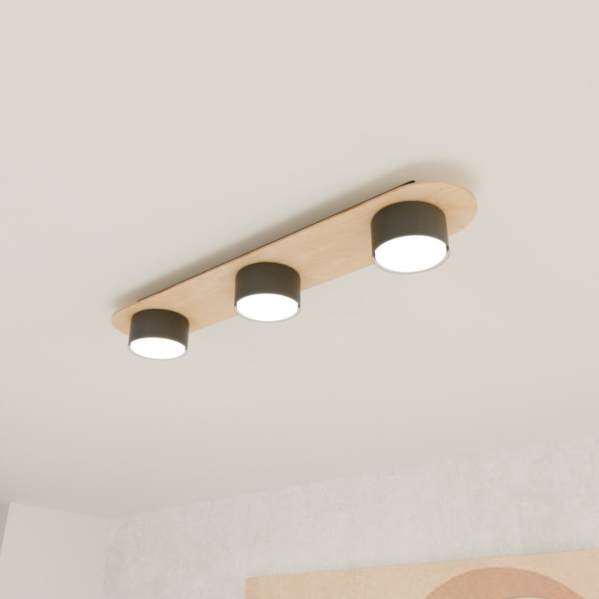 Plafón DIAZ 3xGX53/12W/230V negro/marrón