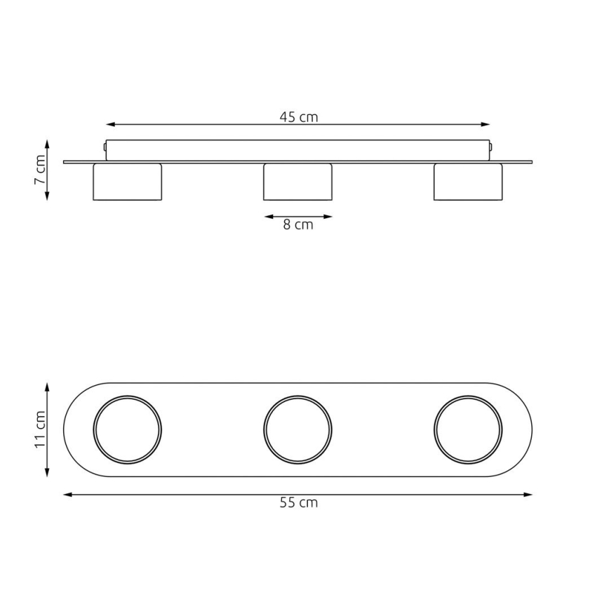 Plafón DIAZ 3xGX53/12W/230V negro/marrón