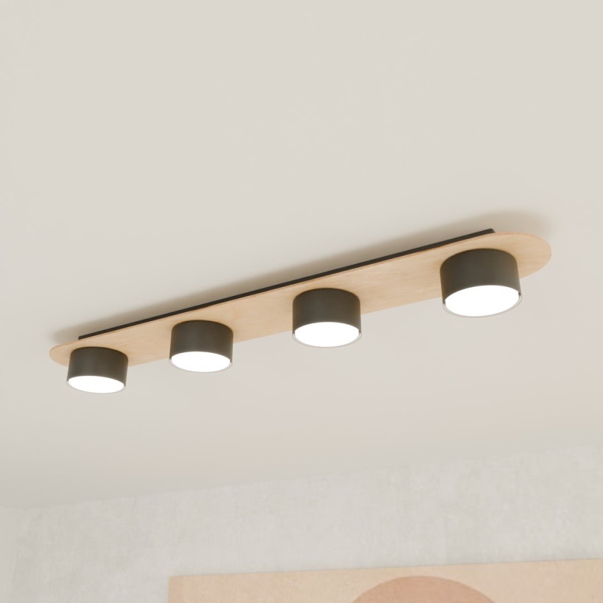 Plafón DIAZ 4xGX53/12W/230V negro/marrón