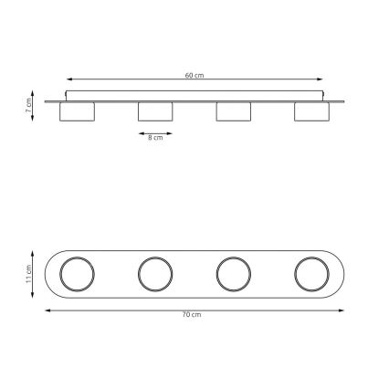 Plafón DIAZ 4xGX53/12W/230V negro/marrón