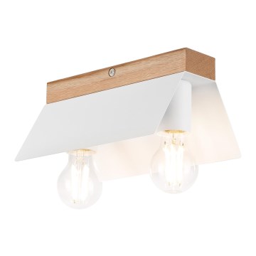Plafón ESME 2xE27/15W/230V blanco/roble