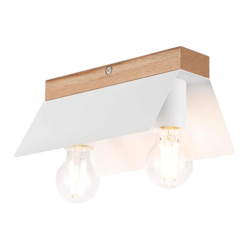 Plafón ESME 2xE27/15W/230V blanco/roble