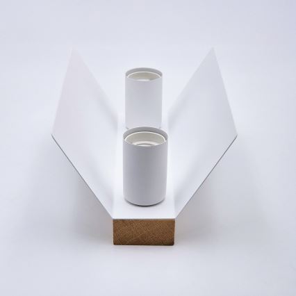 Plafón ESME 2xE27/15W/230V blanco/roble