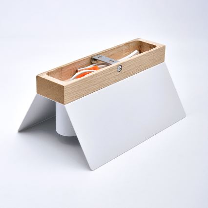 Plafón ESME 2xE27/15W/230V blanco/roble