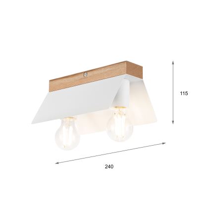 Plafón ESME 2xE27/15W/230V blanco/roble