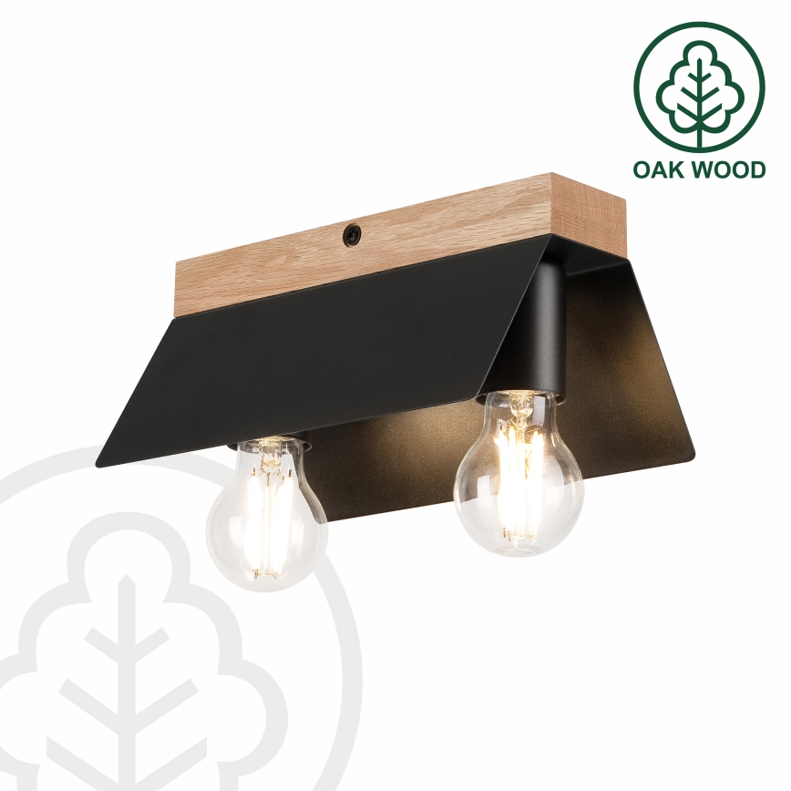Plafón ESME 2xE27/15W/230V negro/roble