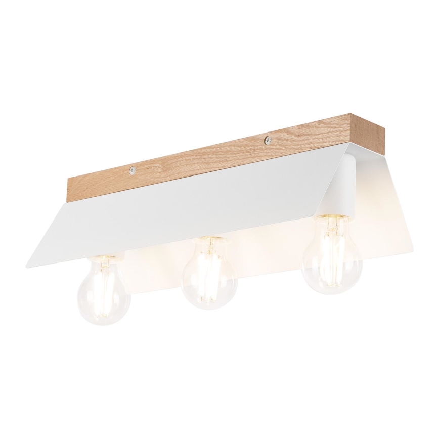 Plafón ESME 3xE27/15W/230V blanco/roble