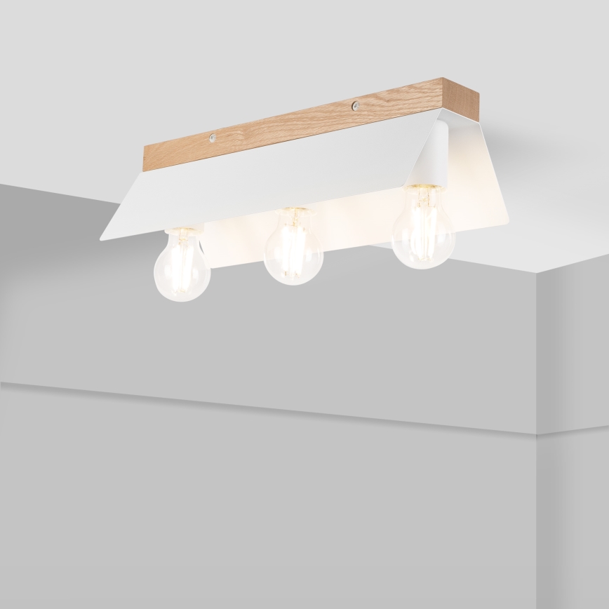 Plafón ESME 3xE27/15W/230V blanco/roble