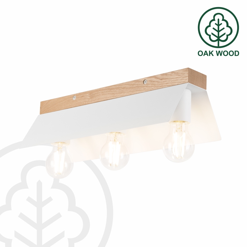 Plafón ESME 3xE27/15W/230V blanco/roble