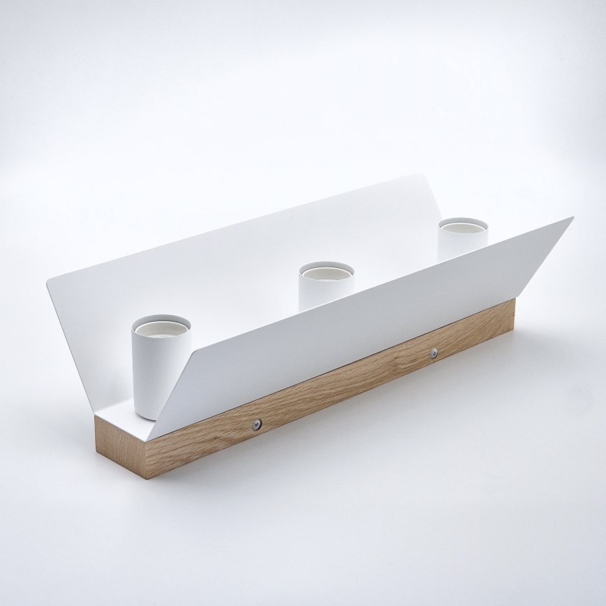 Plafón ESME 3xE27/15W/230V blanco/roble