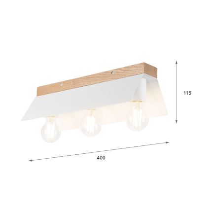 Plafón ESME 3xE27/15W/230V blanco/roble