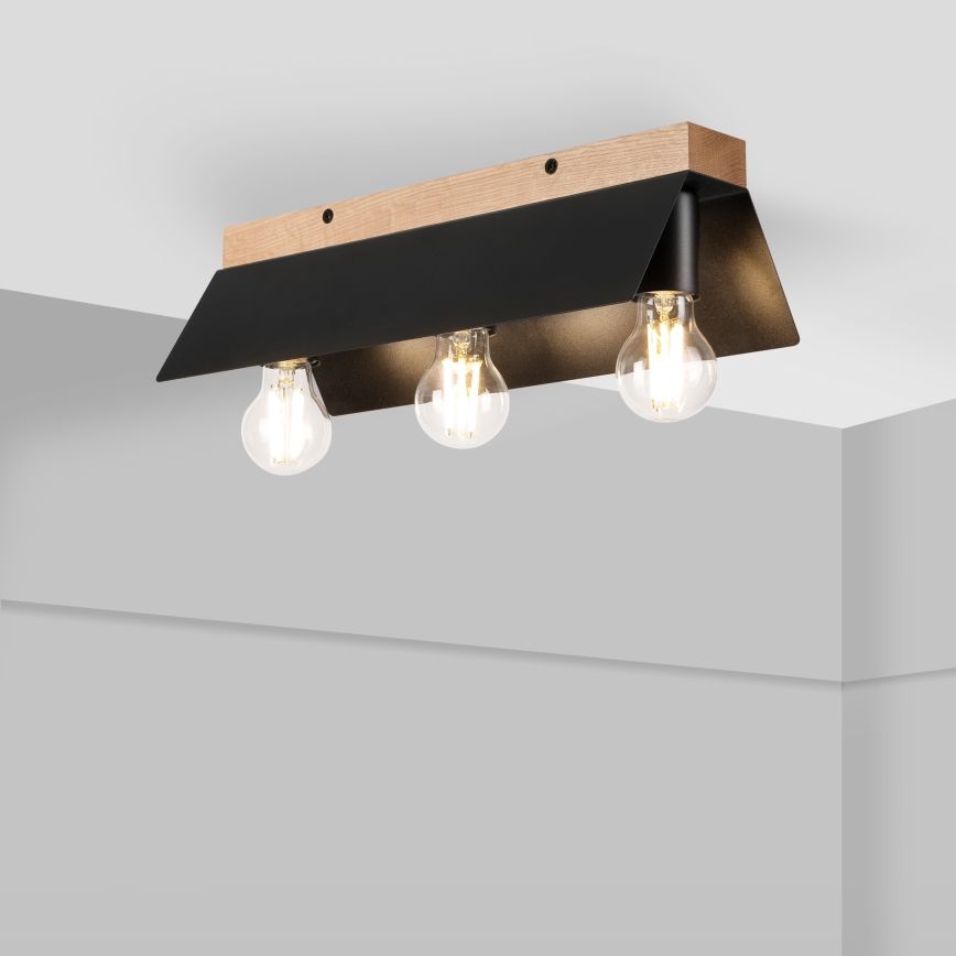 Plafón ESME 3xE27/15W/230V negro/roble