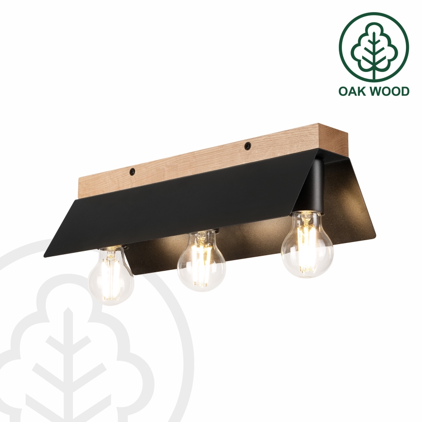 Plafón ESME 3xE27/15W/230V negro/roble