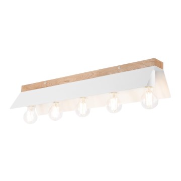 Plafón ESME 5xE27/15W/230V blanco/roble
