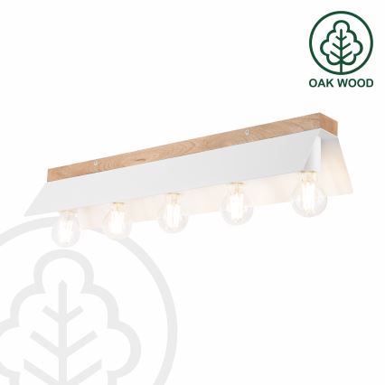 Plafón ESME 5xE27/15W/230V blanco/roble