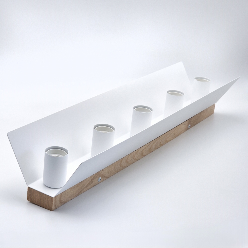 Plafón ESME 5xE27/15W/230V blanco/roble