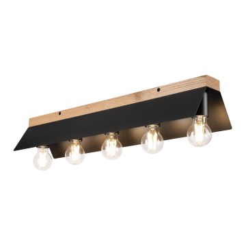 Plafón ESME 5xE27/15W/230V negro/roble