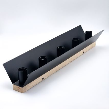 Plafón ESME 5xE27/15W/230V negro/roble